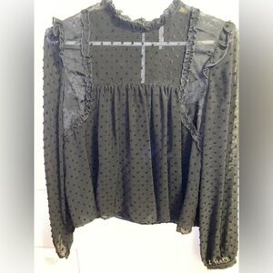 Zara black eyelet blouse